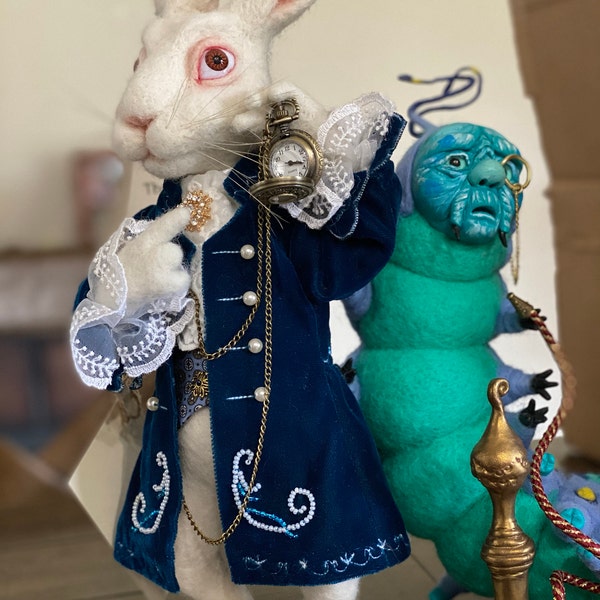 White Rabbit Alice in Wonderland Needle Felted Interior Toy - Etsy