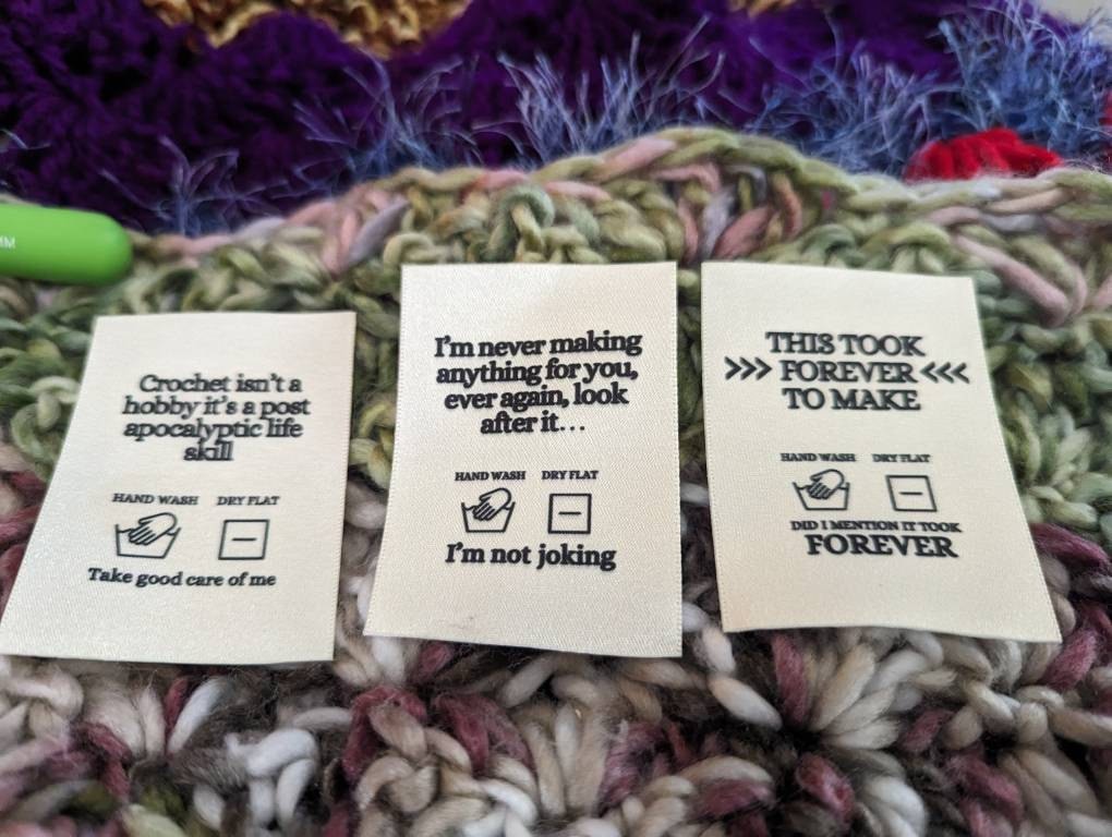 Multipack „Slow Fashion“ gewebte Pflegeetiketten für Kleidung x 5 Etiketten