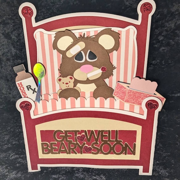 Get Well Bear Card in A Box 3D SVG - Etsy