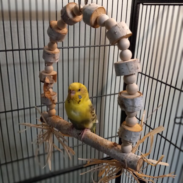 Picture of Textured Wooden Parrot Stand • Modern Parrot Stand • Tabletop Parrot ...