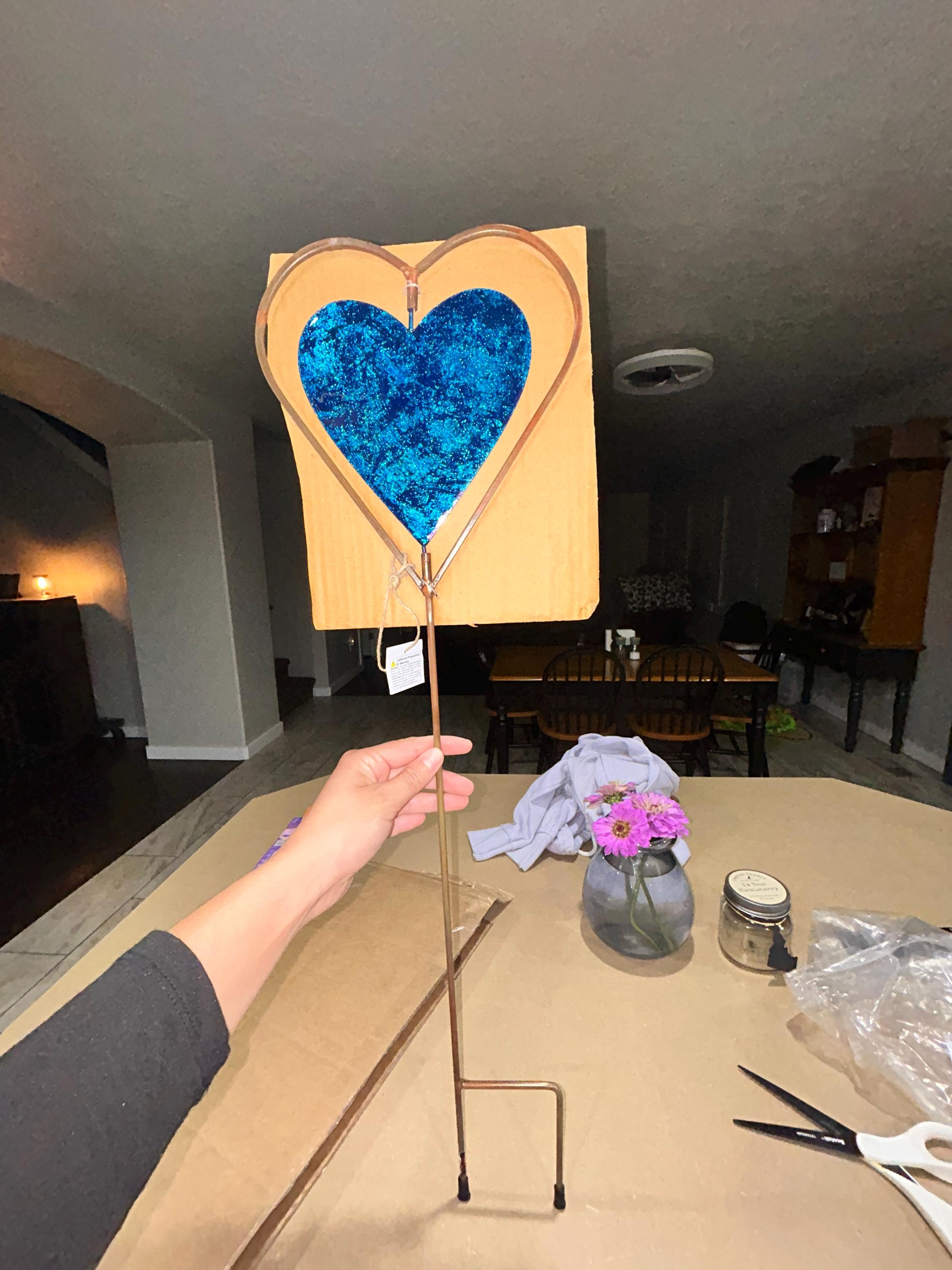 Blue Heart Disc Garden Stake, Plant Stake, Garden Decor, Landscape Stake, Plant Decor, Gardening Tools, Gardener Gift, Gift for Mom, Garden