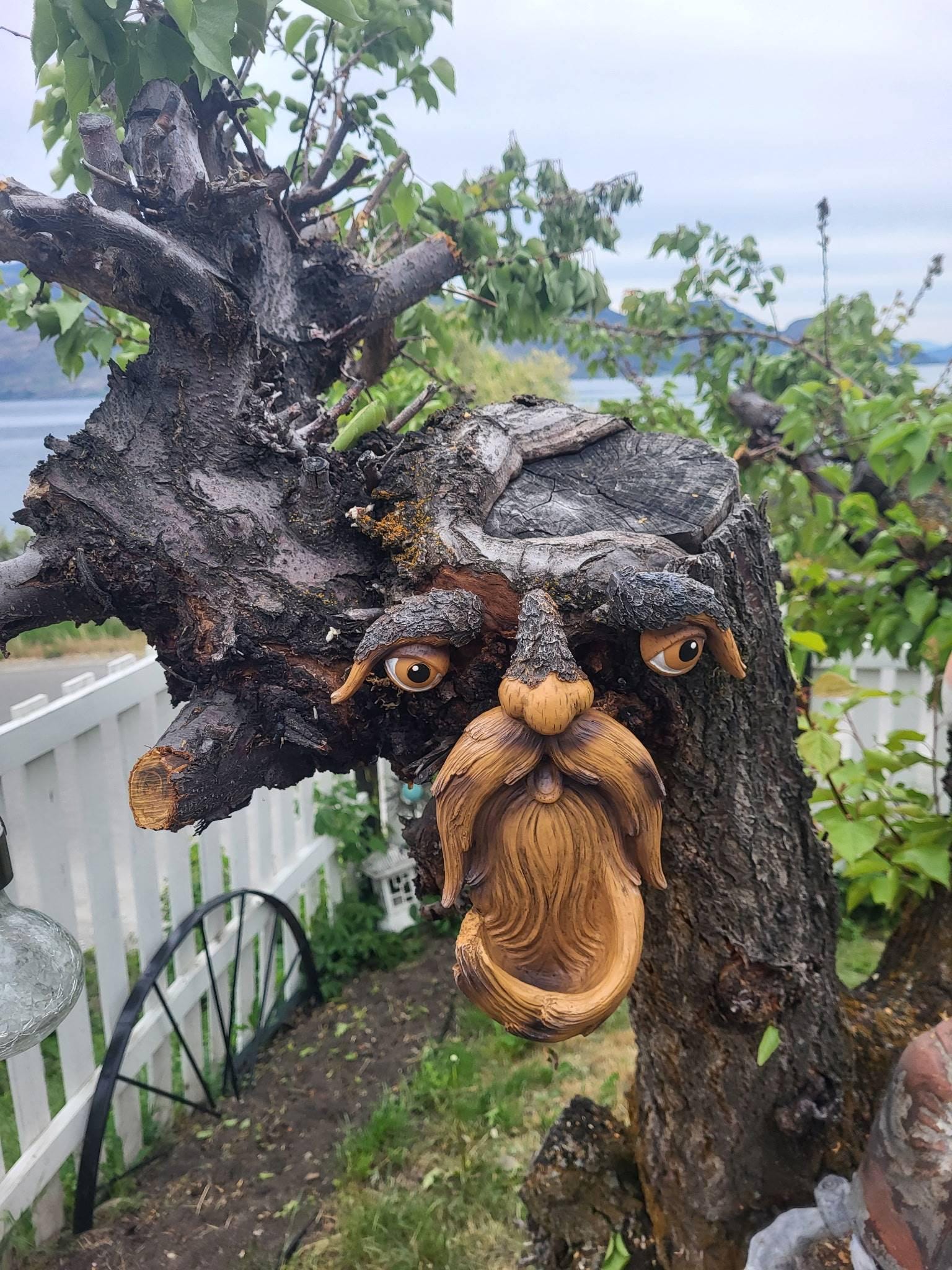 Tree Faces Garden Decor –Tree Hugger Bird Feeder– Yard Art– gift for dad- tree decorations outdoor- Garden Sculpture- Magical face for tree