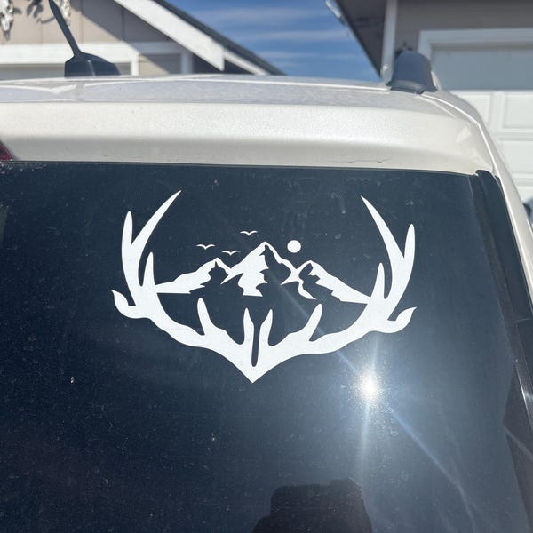 Hunting Deer Antlers Truck Decal, Outdoors Car Decal, Adventurer Decals ...