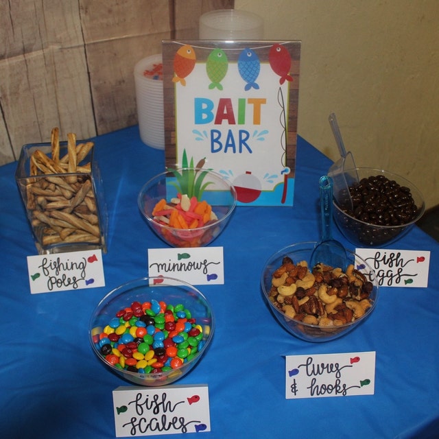Bait Bar Sign, Fishing Table Sign, Fishing Party Food Signs