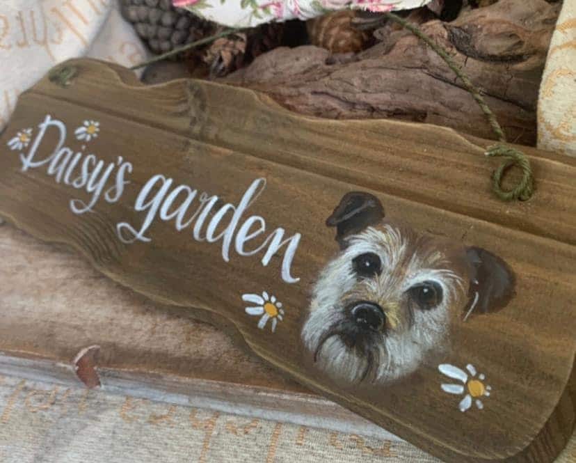 Custom Grandad&#39;s garden plaque. Unique birthday, anniversary & memorial gift. Trespassers will be composted sign. Handpainted custom sign