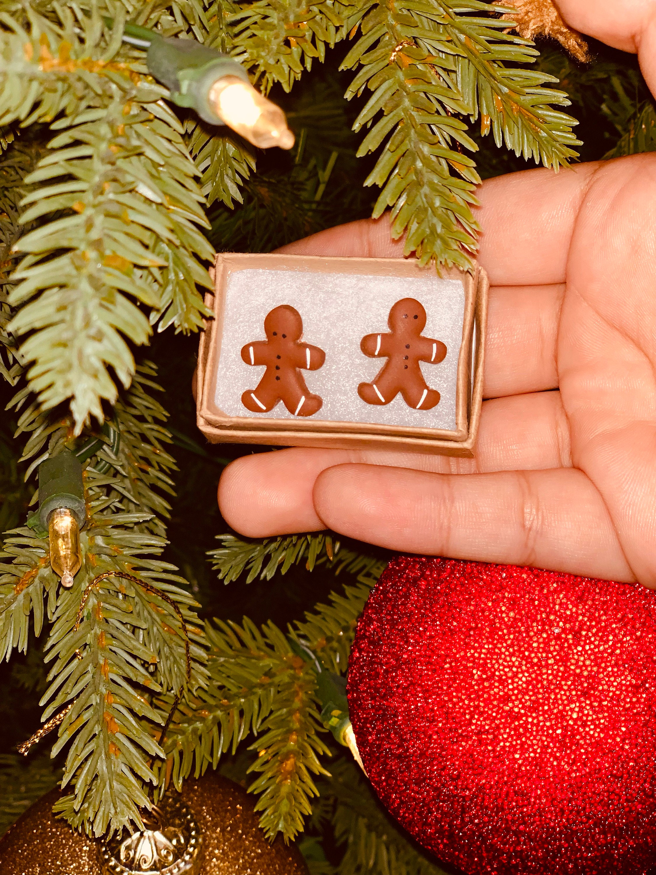 Holiday Studs | snowflake mocha latte coffee cup tree gingerbread man candy cane knit mitten holly leaf Bow polymer clay Christmas earrings