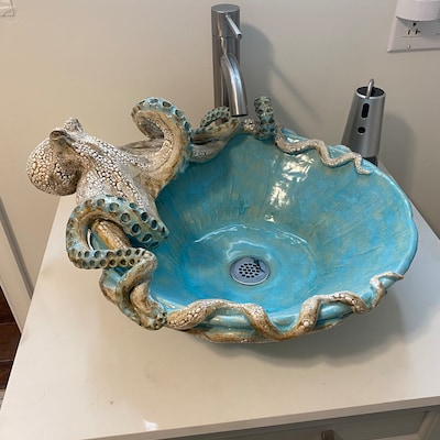 Large Hand Made Ceramic Octopus Vessel Sink by Shayne Greco Beautiful ...