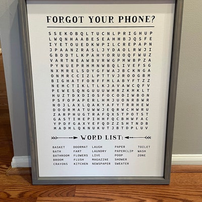 Bathroom Word Search Canvas Print Bathroom Decor, Funny Bathroom Wall ...