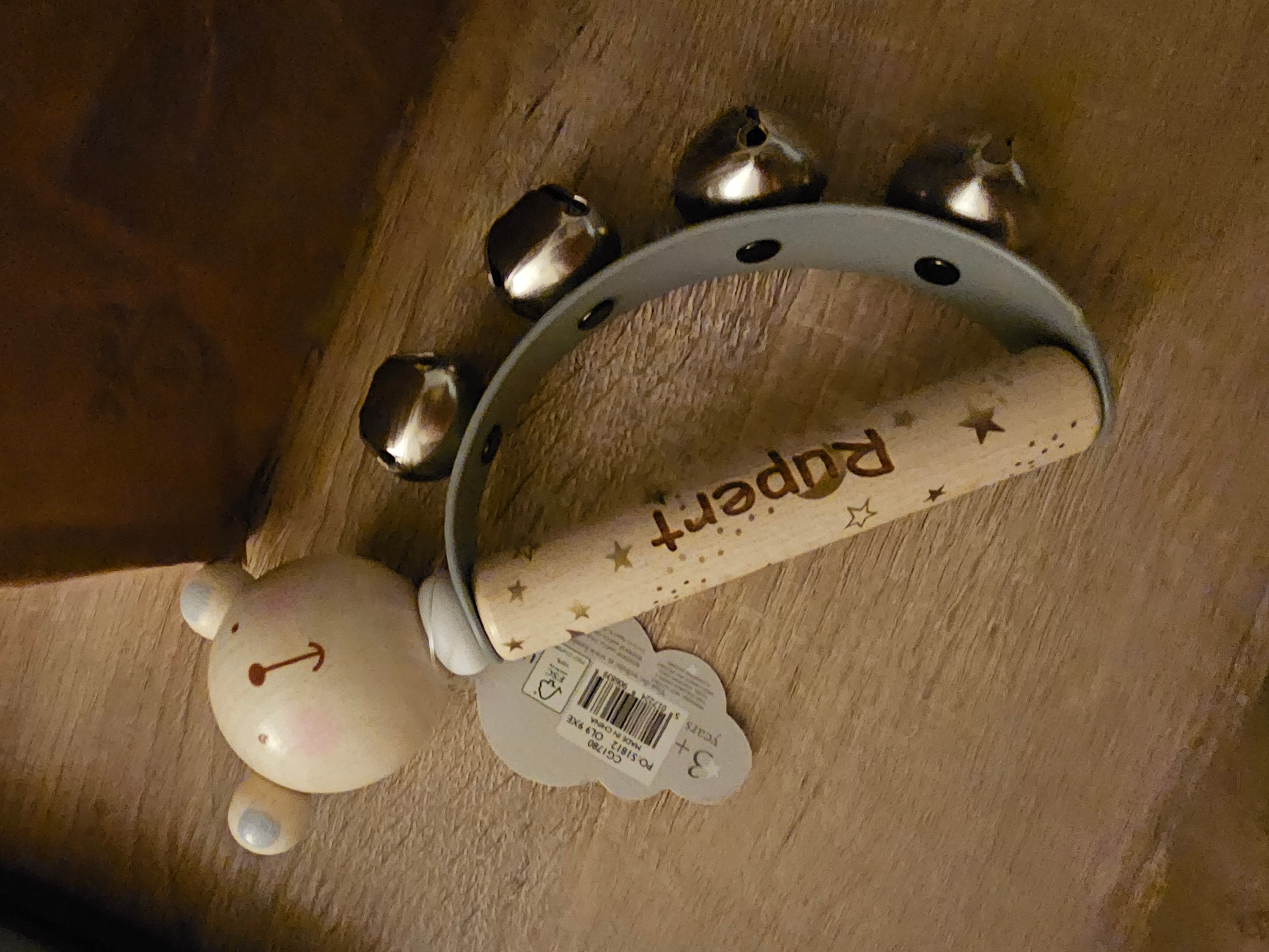Personalised Wooden Bell Rattle, Engraved Baby Gift, Birthday, Christening, Christmas Present, Musical Instrument, Music Gift
