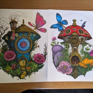 Mermaid Fairy House Coloring Pages for Kids & Adults Instant Download ...