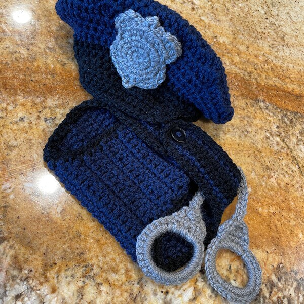 Crochet Police Outfit: Newborn Photo Prop, Baby Cop Costume - Etsy