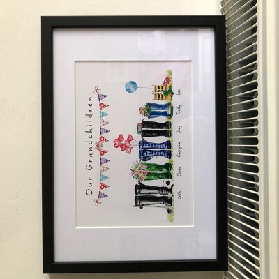 Personalised PANORAMIC Family Tree Print With Pets, Custom Family Tree ...