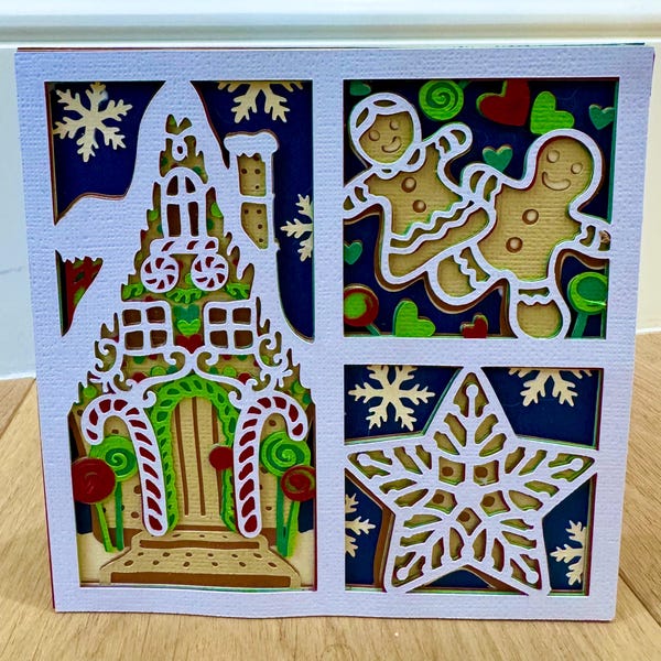 Christmas Gingerbread House Panels - 3D Shadow Box Layered SVG DXF EPS ...