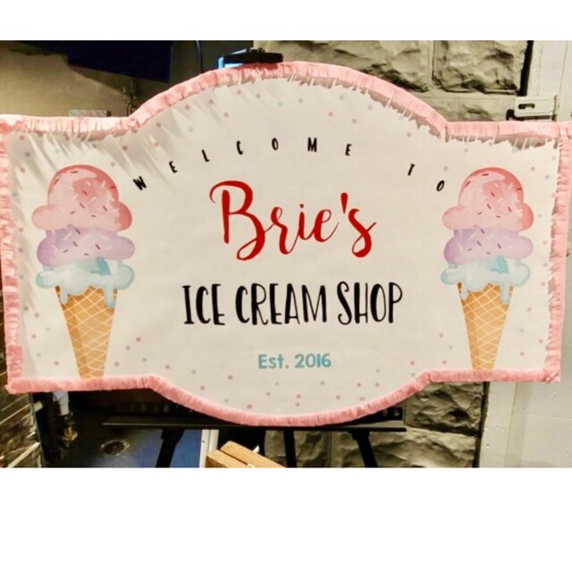 編集可能なアイスクリームショップの看板、アイスクリームの誕生日の