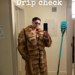 メンズロングレッドフォックスファーコート I リアルファーアウター I