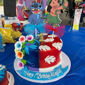 Stitch party cake topper, lilo and stitch cake topper, stitch Centerpiece,  stitch superhero Decorations, stitch party supplies