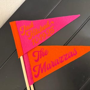 CUSTOM Mini Pennant | Small Felt Pennant on a Stick | Personalized Design | 4x7 Inch | Graduation Centerpiece | Table Number