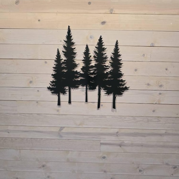 Modern Rustic Pine Tree Metal Wall Art, Cabin Fireplace Wall Art ...