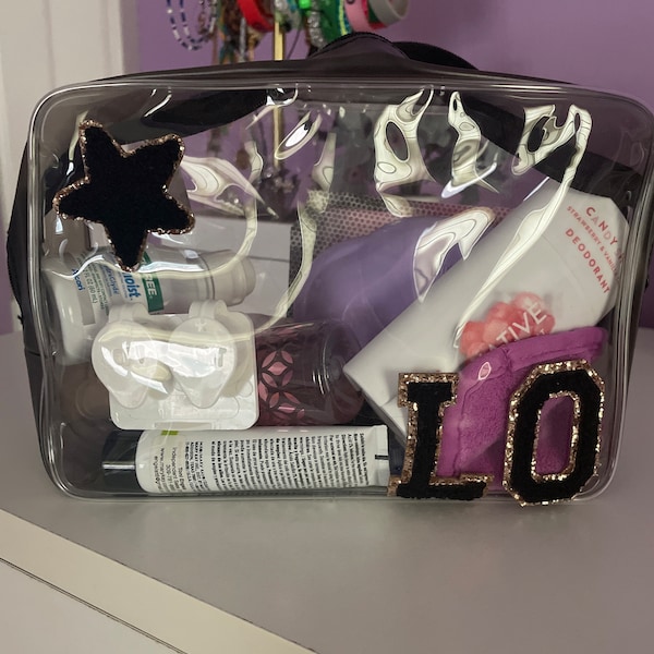 Personalized XL Clear Toiletry Bag, Travel Makeup Cosmetic Bag, Snacks ...