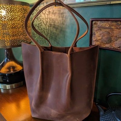Green Leather Tote, Tote Leather Bag, Leather Tote Bag, Small Tote Bag, Woman Shoulder Bag, Gift ...