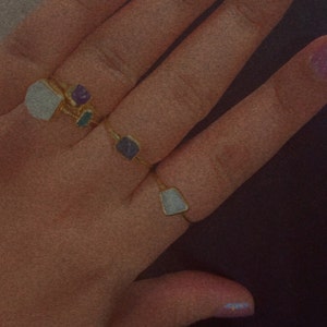 Customer photo, Mini Raw Sapphire Ring, September Birthstone Dainty Ring