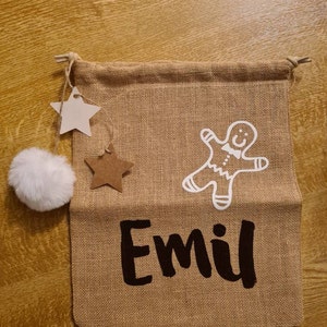 Nikolaus-Jutesäckchen – Natur, 17x25 Cm, Mit Bild, 10 Stück, Für Weihnachtsgeschenke & Adventskalender