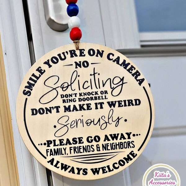 Smile, You're on Camera, No Soliciting Sign, Soliciting Sign SVG, No ...