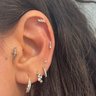 Tiny Leaf Cartilage Earring Helix Earring Tragus Earring - Etsy
