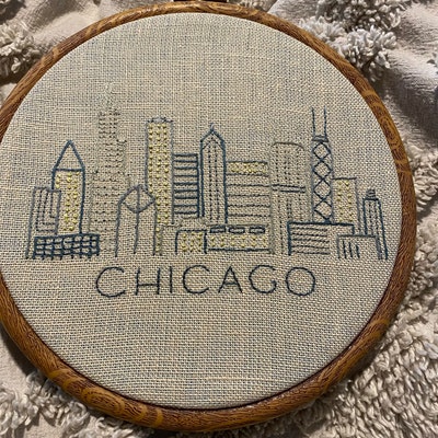 Chicago Hand Embroidery Pattern, Illinois City Skyline Design PDF ...
