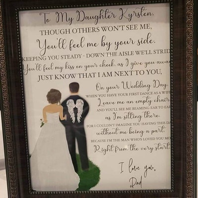 To My Daughter brunette Wedding Day Poem From Father Who Cannot Be ...