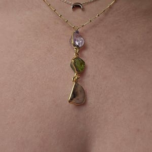 Customer photo from Shalon Mottram, Custom Raw Birthstone Lariat Necklace, Mother's Family Gift