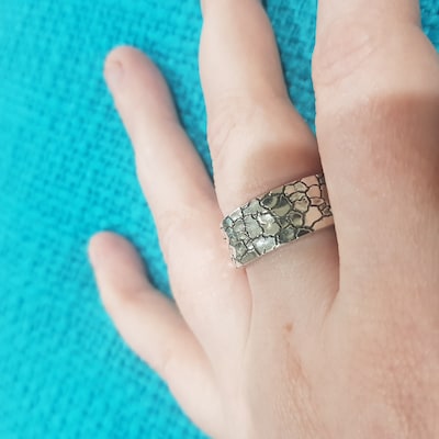 Unique Cracked Men's Ring, Men's Dry Earth Band, Rustic Wedding Band ...