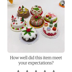 7 Pieces Miniature Christmas Cake, Fake Cake Made Clay Polymer