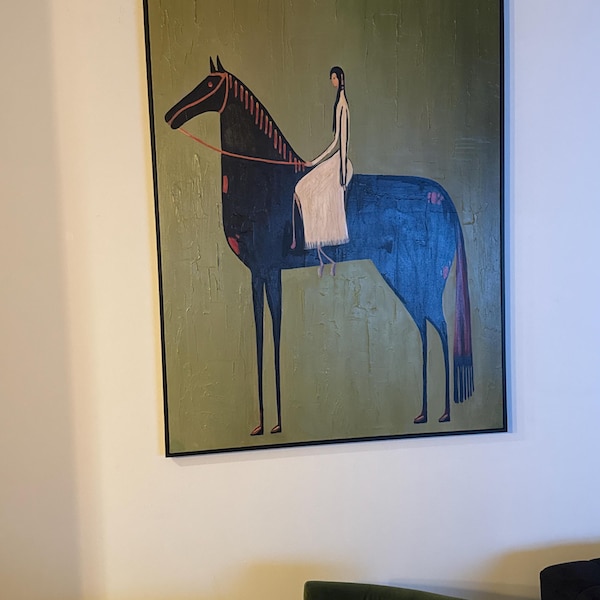 Original Woman Horse Rider Oil Painting, Large Equestrian Wall Art ...