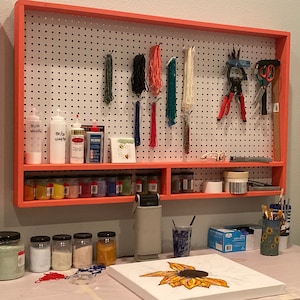 Nursery| Pegboard Frame for Organization Wood 24in x 36in Jewelry Peg Board Organizer for Crafts Tools