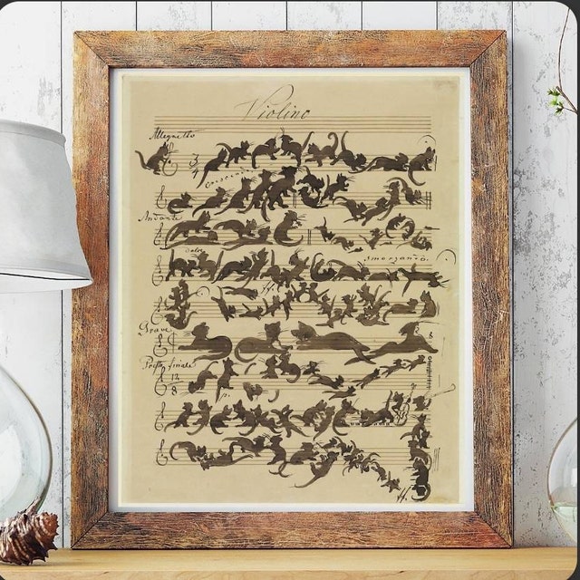 Vintage Cat Symphony Print by Moritz Von Schwind Circa 1868