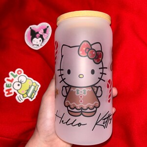 Christmas Kitty Glass Tumbler, Bamboo Lid and Straw - Etsy