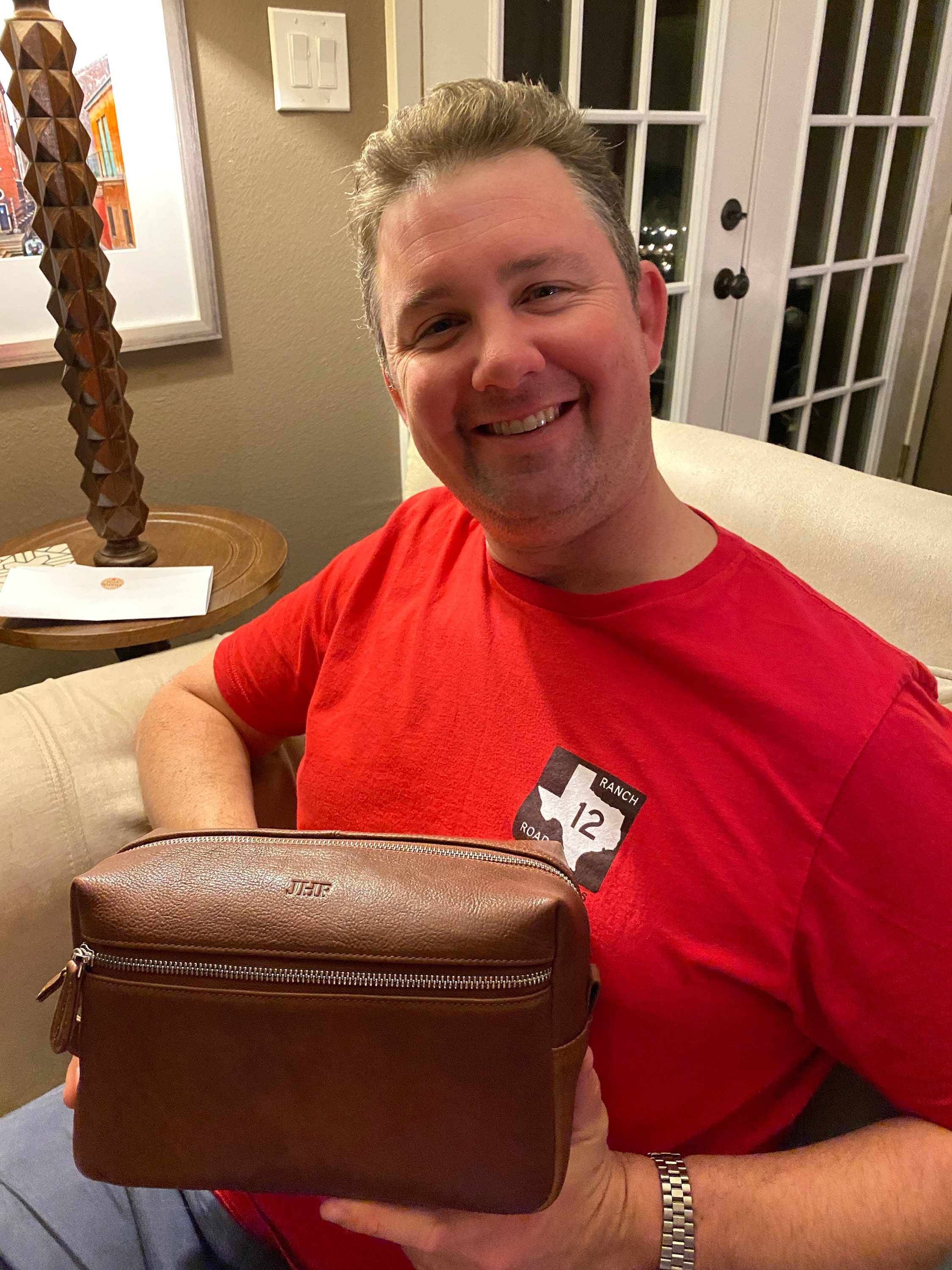 Personalized leather toiletry bag - Dopp kit - Christmas - Anniversary gift for him - For husband - Leather travel bag - For dad - boyfriend