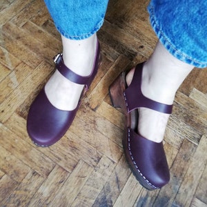 Swedish Clogs Low Wood Aubergine Leather by Lotta From Stockholm ...