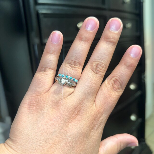 アンティークターコイズ結婚指輪 ホワイトゴールド レディース