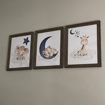 Nursery Wall Art Animals, Baby Room Decor Navy Blue, Baby Room Decor ...