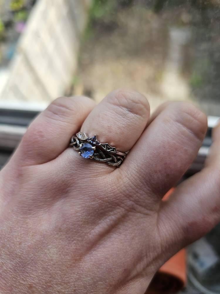 Vampire Alexandrite Stackable Rings for Women Gothic Bat Wings Ring Rose Gold Alexandrite Curved Wedding Band Anniversary Best Gifts for Her