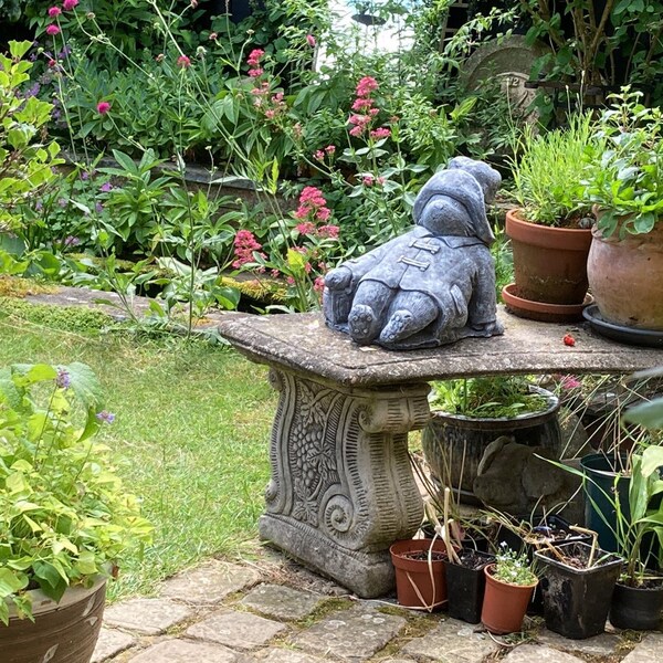 Large Radchester Paddington Bear Concrete Garden Sculpture - Frost Proof, 31cm, Grey