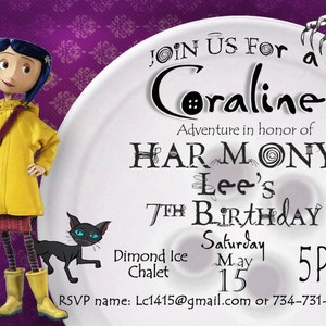 Digital Invitation Coraline Theme Birthday NOT INSTANT 