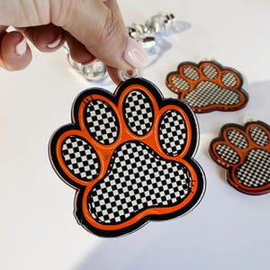 Paw Print - Checker Orange - Sublimation DTF - PNG - Digital
