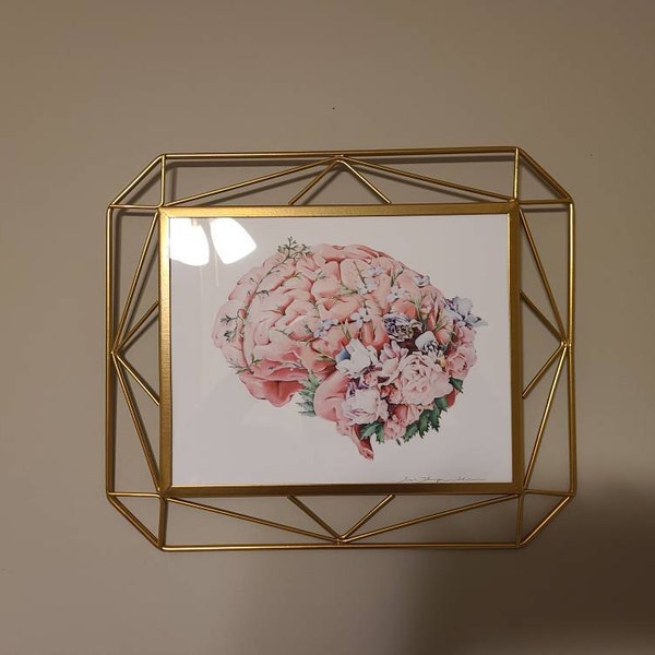 Floral Brain White Background Print of Oil Painting - Anatomical Art ...