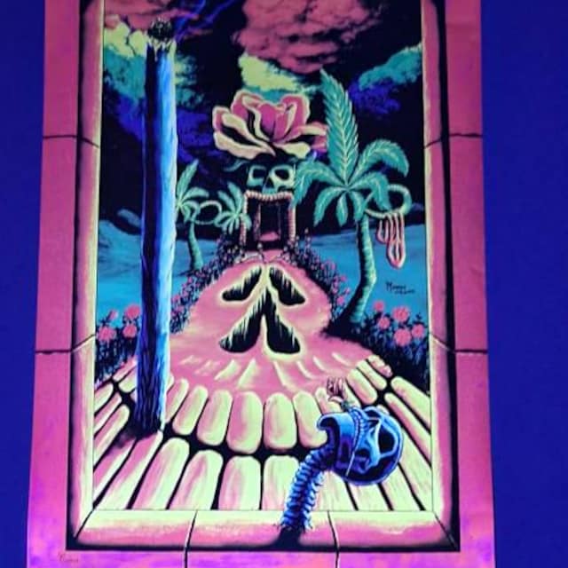 Vintage 1990's Blacklight Poster for UV Stoner Cool Trippy Hippie