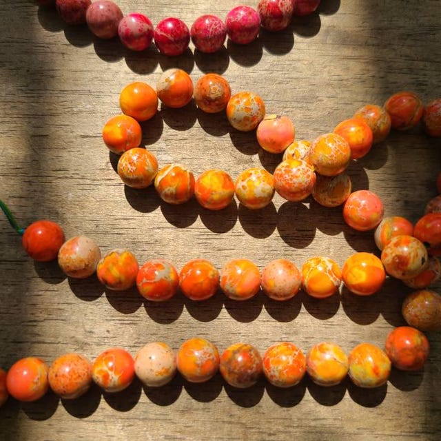 Bracelet Perles Jaspe Impérial Orange - Pierre Naturelle, Taille Sur Mesure, Fait Main