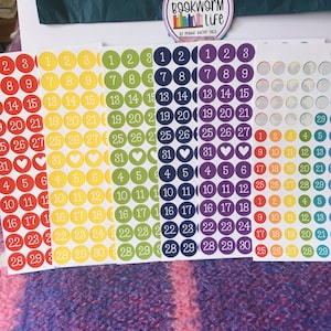 Tiny Rainbow Date Stickers - Small Number Planner Stickers - Calendar  Stickers - Monthly Dates Stickers - Monthly View Stickers - Date Dots