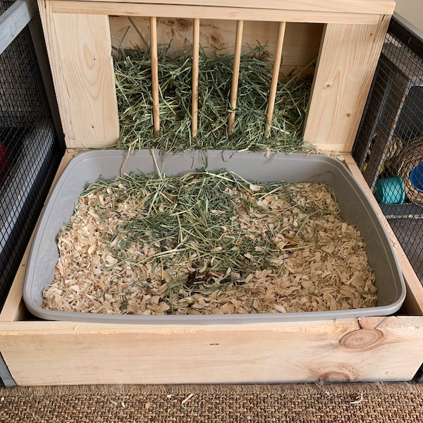 Large - Hop Box: Rabbit Bunny Hay Feeder and Litter Pan Combo, Sifting ...